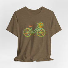 Load image into Gallery viewer, Floral Bicycle Tee | Nature Lover's Short Sleeve Shirt, Perfect for Gardeners, Spring Outfits, Eco-Friendly Gifts, Casual Wear, Birthday