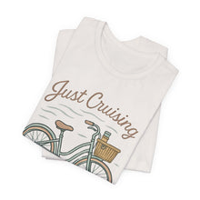 Load image into Gallery viewer, Just Cruising T-shirt, Summer Vibes Tee, Casual Graphic Shirt, Beach Vacation Top, Unisex Jersey Shirt
