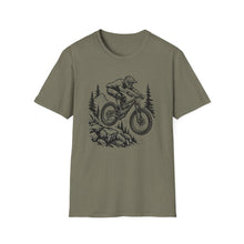 Load image into Gallery viewer, Mountain Biker Jumping T‑Shirt Downhill , Freeride, Enduro MTB Airborne Rider Graphic Tee Cycling Gift