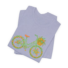 Load image into Gallery viewer, Floral Bicycle Tee | Nature Lover's Short Sleeve Shirt, Perfect for Gardeners, Spring Outfits, Eco-Friendly Gifts, Casual Wear, Birthday
