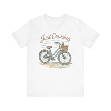 Load image into Gallery viewer, Just Cruising T-shirt, Summer Vibes Tee, Casual Graphic Shirt, Beach Vacation Top, Unisex Jersey Shirt