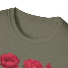 Load image into Gallery viewer, Peonies Floral T-Shirt Floral Illustration Softstyle T-Shirt | Comfortable Everyday Wear, Gift for Plant Lovers, Eco-Friendly Tee, Casual Fashion