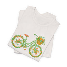 Load image into Gallery viewer, Floral Bicycle Tee | Nature Lover's Short Sleeve Shirt, Perfect for Gardeners, Spring Outfits, Eco-Friendly Gifts, Casual Wear, Birthday