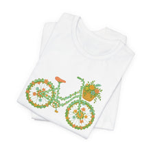 Load image into Gallery viewer, Floral Bicycle Tee | Nature Lover's Short Sleeve Shirt, Perfect for Gardeners, Spring Outfits, Eco-Friendly Gifts, Casual Wear, Birthday