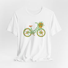Load image into Gallery viewer, Floral Bicycle Tee | Nature Lover's Short Sleeve Shirt, Perfect for Gardeners, Spring Outfits, Eco-Friendly Gifts, Casual Wear, Birthday