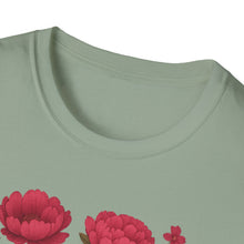 Load image into Gallery viewer, Peonies Floral T-Shirt Floral Illustration Softstyle T-Shirt | Comfortable Everyday Wear, Gift for Plant Lovers, Eco-Friendly Tee, Casual Fashion