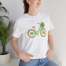 Load image into Gallery viewer, Floral Bicycle Tee | Nature Lover's Short Sleeve Shirt, Perfect for Gardeners, Spring Outfits, Eco-Friendly Gifts, Casual Wear, Birthday