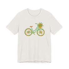 Load image into Gallery viewer, Floral Bicycle Tee | Nature Lover's Short Sleeve Shirt, Perfect for Gardeners, Spring Outfits, Eco-Friendly Gifts, Casual Wear, Birthday