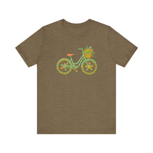 Load image into Gallery viewer, Floral Bicycle Tee | Nature Lover's Short Sleeve Shirt, Perfect for Gardeners, Spring Outfits, Eco-Friendly Gifts, Casual Wear, Birthday
