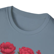 Load image into Gallery viewer, Peonies Floral T-Shirt Floral Illustration Softstyle T-Shirt | Comfortable Everyday Wear, Gift for Plant Lovers, Eco-Friendly Tee, Casual Fashion