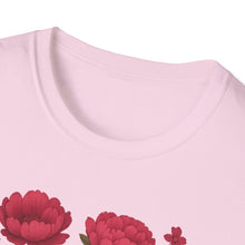 Load image into Gallery viewer, Peonies Floral T-Shirt Floral Illustration Softstyle T-Shirt | Comfortable Everyday Wear, Gift for Plant Lovers, Eco-Friendly Tee, Casual Fashion