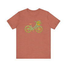 Load image into Gallery viewer, Floral Bicycle Tee | Nature Lover's Short Sleeve Shirt, Perfect for Gardeners, Spring Outfits, Eco-Friendly Gifts, Casual Wear, Birthday