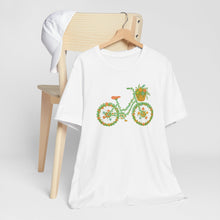 Load image into Gallery viewer, Floral Bicycle Tee | Nature Lover's Short Sleeve Shirt, Perfect for Gardeners, Spring Outfits, Eco-Friendly Gifts, Casual Wear, Birthday