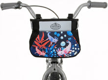 Load image into Gallery viewer, Tote & Kari Kids Bike Basket with Cup Holder ∣ Waterproof & Durable Accessories ∣ Children's Front Handlebar Bag ∣ Rugged Zipper Pocket, Fits Girls, Boys, Kids & Adult Bicycles & Scooters Unicorn, Space, Axolotl, Paris Patterns