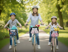 Load image into Gallery viewer, Tote & Kari Kids Bike Basket with Cup Holder ∣ Waterproof & Durable Accessories ∣ Children's Front Handlebar Bag ∣ Rugged Zipper Pocket, Fits Girls, Boys, Kids & Adult Bicycles & Scooters Unicorn, Space, Axolotl, Paris Patterns