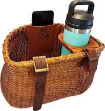 Load image into Gallery viewer, Bike basket with leather belts and brass Buckles