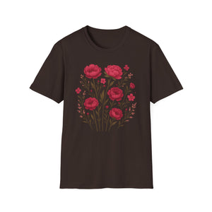 Peonies Floral T-Shirt Floral Illustration Softstyle T-Shirt | Comfortable Everyday Wear, Gift for Plant Lovers, Eco-Friendly Tee, Casual Fashion