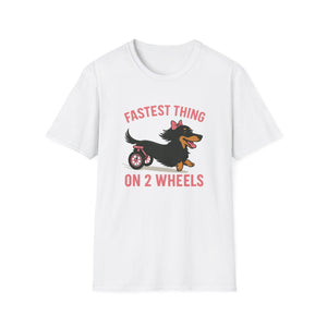 Fastest Thing on 2 Wheels - Funny Dachshund Unisex T-Shirt, Pet Lover Gift, Dog Owner Shirt, Animal Humor Tee, Cute Canine Apparel, IVDD pet