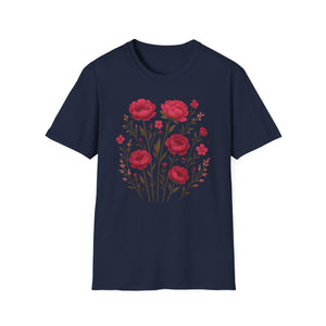 Peonies Floral T-Shirt Floral Illustration Softstyle T-Shirt | Comfortable Everyday Wear, Gift for Plant Lovers, Eco-Friendly Tee, Casual Fashion