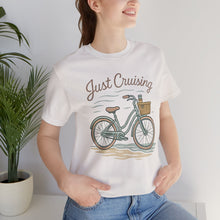 Load image into Gallery viewer, Just Cruising T-shirt, Summer Vibes Tee, Casual Graphic Shirt, Beach Vacation Top, Unisex Jersey Shirt
