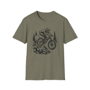 Mountain Biker Jumping T‑Shirt  Downhill , Freeride, Enduro MTB Airborne Rider Graphic Tee Cycling Gift
