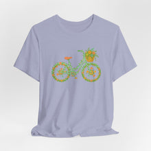 Load image into Gallery viewer, Floral Bicycle Tee | Nature Lover's Short Sleeve Shirt, Perfect for Gardeners, Spring Outfits, Eco-Friendly Gifts, Casual Wear, Birthday
