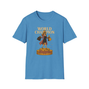 Crowned Fashionista Tee  World Champion Shopper Shirt, Gift for Women Who Love Shopping, Coffee & Sass