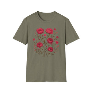 Peonies Floral T-Shirt Floral Illustration Softstyle T-Shirt | Comfortable Everyday Wear, Gift for Plant Lovers, Eco-Friendly Tee, Casual Fashion