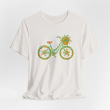 Load image into Gallery viewer, Floral Bicycle Tee | Nature Lover's Short Sleeve Shirt, Perfect for Gardeners, Spring Outfits, Eco-Friendly Gifts, Casual Wear, Birthday
