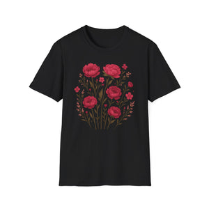 Peonies Floral T-Shirt Floral Illustration Softstyle T-Shirt | Comfortable Everyday Wear, Gift for Plant Lovers, Eco-Friendly Tee, Casual Fashion