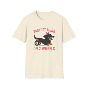 Fastest Thing on 2 Wheels - Funny Dachshund Unisex T-Shirt, Pet Lover Gift, Dog Owner Shirt, Animal Humor Tee, Cute Canine Apparel, IVDD pet