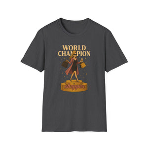 Crowned Fashionista Tee  World Champion Shopper Shirt, Gift for Women Who Love Shopping, Coffee & Sass