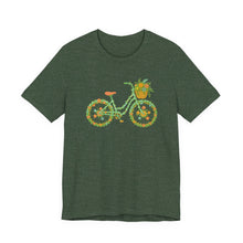 Load image into Gallery viewer, Floral Bicycle Tee | Nature Lover's Short Sleeve Shirt, Perfect for Gardeners, Spring Outfits, Eco-Friendly Gifts, Casual Wear, Birthday

