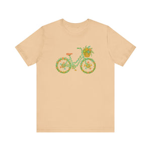 Floral Bicycle Tee | Nature Lover's Short Sleeve Shirt, Perfect for Gardeners, Spring Outfits, Eco-Friendly Gifts, Casual Wear, Birthday