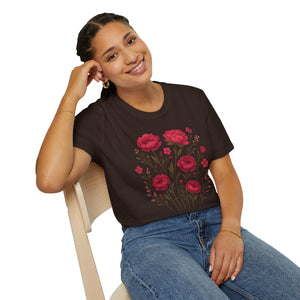 Peonies Floral T-Shirt Floral Illustration Softstyle T-Shirt | Comfortable Everyday Wear, Gift for Plant Lovers, Eco-Friendly Tee, Casual Fashion