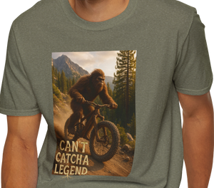 Can’t Catch a Legend T-Shirt – Funny Sasquatch MTB Shirt | Bigfoot Mountain Bike Tee | Mountain biker , MTB shirt