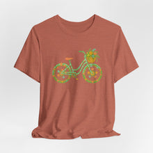 Load image into Gallery viewer, Floral Bicycle Tee | Nature Lover's Short Sleeve Shirt, Perfect for Gardeners, Spring Outfits, Eco-Friendly Gifts, Casual Wear, Birthday
