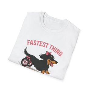 Fastest Thing on 2 Wheels - Funny Dachshund Unisex T-Shirt, Pet Lover Gift, Dog Owner Shirt, Animal Humor Tee, Cute Canine Apparel, IVDD pet