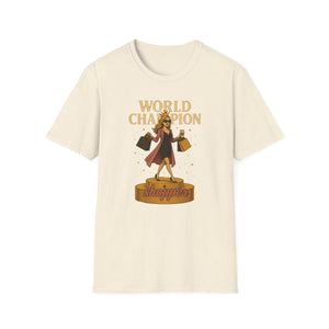 Crowned Fashionista Tee  World Champion Shopper Shirt, Gift for Women Who Love Shopping, Coffee & Sass