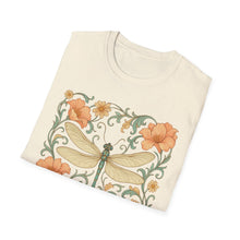 Load image into Gallery viewer, Art Nouveau Dragonfly T‑Shirt • Floral Insect Vintage Botanical Tee • Nature Lover Gift, Summer Outfit
