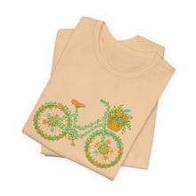 Load image into Gallery viewer, Floral Bicycle Tee | Nature Lover's Short Sleeve Shirt, Perfect for Gardeners, Spring Outfits, Eco-Friendly Gifts, Casual Wear, Birthday

