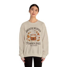 Load image into Gallery viewer, Pumpkin Spice Crewneck Sweatshirt, Cozy Fall Sweatshirt, Autumn Apparel, Thanksgiving Sweatshirt, Sweater Weather Fashion, Gift for [...]
