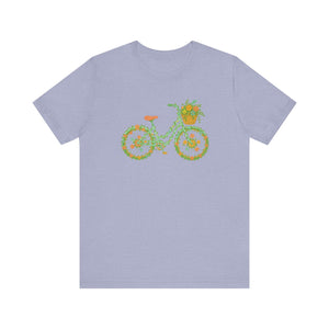 Floral Bicycle Tee | Nature Lover's Short Sleeve Shirt, Perfect for Gardeners, Spring Outfits, Eco-Friendly Gifts, Casual Wear, Birthday