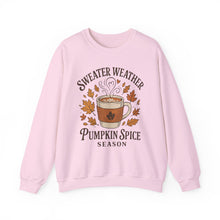Load image into Gallery viewer, Pumpkin Spice Crewneck Sweatshirt, Cozy Fall Sweatshirt, Autumn Apparel, Thanksgiving Sweatshirt, Sweater Weather Fashion, Gift for [...]
