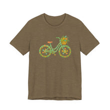 Load image into Gallery viewer, Floral Bicycle Tee | Nature Lover's Short Sleeve Shirt, Perfect for Gardeners, Spring Outfits, Eco-Friendly Gifts, Casual Wear, Birthday
