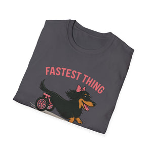 Fastest Thing on 2 Wheels - Funny Dachshund Unisex T-Shirt, Pet Lover Gift, Dog Owner Shirt, Animal Humor Tee, Cute Canine Apparel, IVDD pet