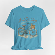 Load image into Gallery viewer, Just Cruising T-shirt, Summer Vibes Tee, Casual Graphic Shirt, Beach Vacation Top, Unisex Jersey Shirt
