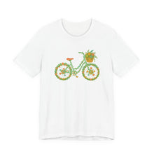 Load image into Gallery viewer, Floral Bicycle Tee | Nature Lover's Short Sleeve Shirt, Perfect for Gardeners, Spring Outfits, Eco-Friendly Gifts, Casual Wear, Birthday
