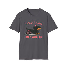 Load image into Gallery viewer, Fastest Thing on 2 Wheels - Funny Dachshund Unisex T-Shirt, Pet Lover Gift, Dog Owner Shirt, Animal Humor Tee, Cute Canine Apparel, IVDD pet
