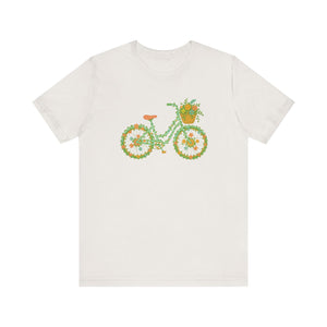 Floral Bicycle Tee | Nature Lover's Short Sleeve Shirt, Perfect for Gardeners, Spring Outfits, Eco-Friendly Gifts, Casual Wear, Birthday